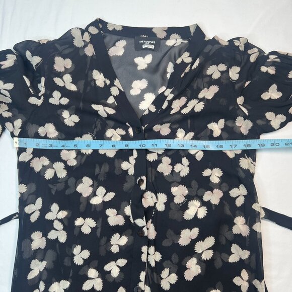 The Kooples Naive Flowers Chiffon Mini Dress Black Belted US Large - Picture 10 of 16